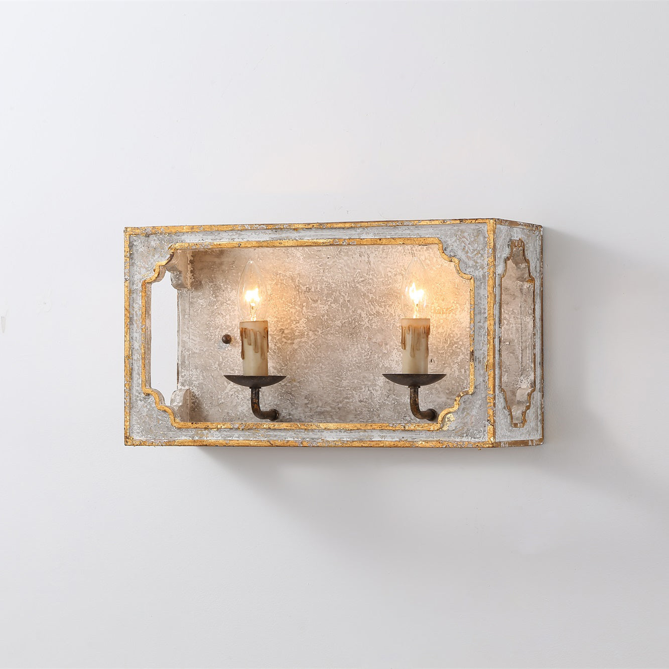 Vatnuvyd Rustic Cube Wooden Metal Sconce - Lamp Copper