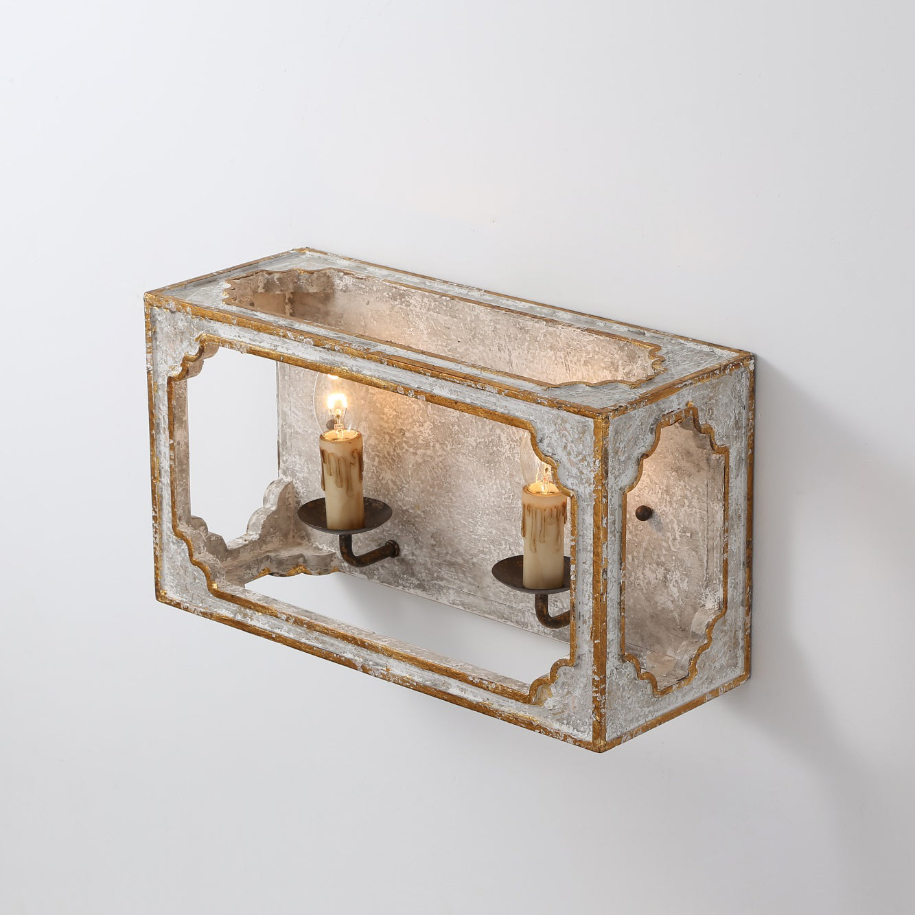 Vatnuvyd Rustic Cube Wooden Metal Sconce - Lamp Copper