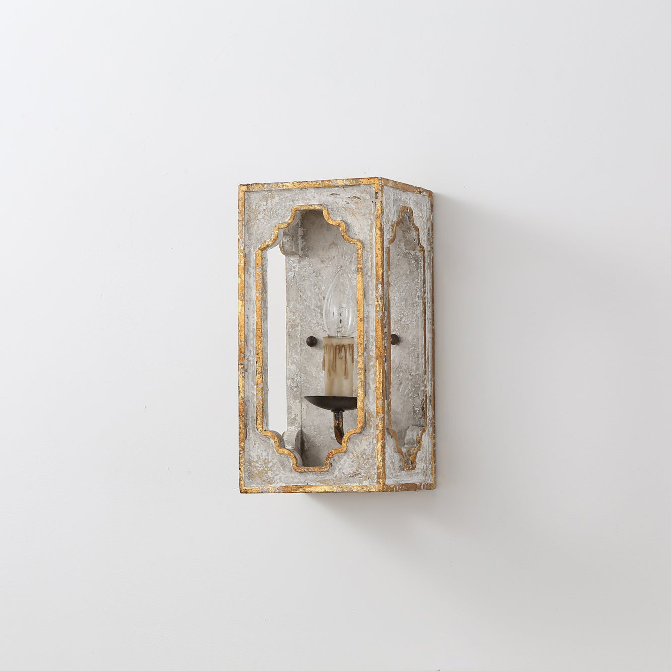 Vatnuvyd Rustic Cube Wooden Metal Sconce - Lamp Copper