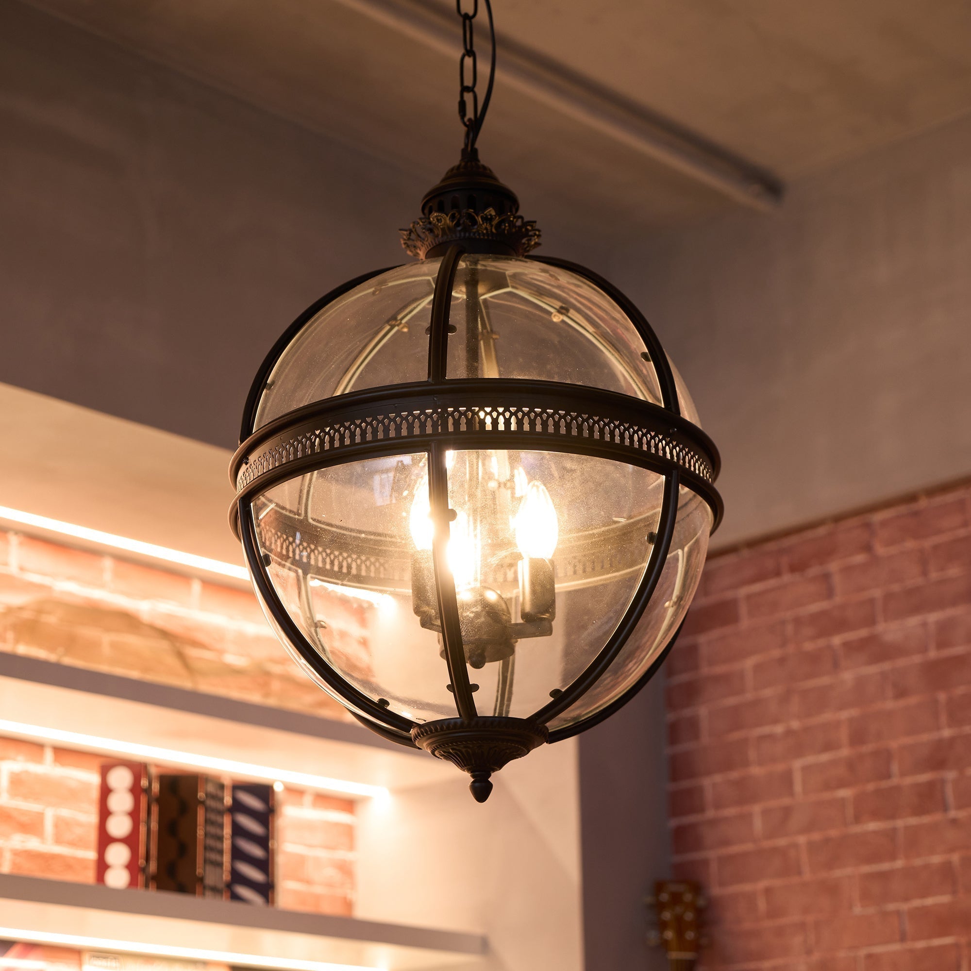 Svelte Vintage Industrial Metal Glass Pendant Light - Lamp Copper