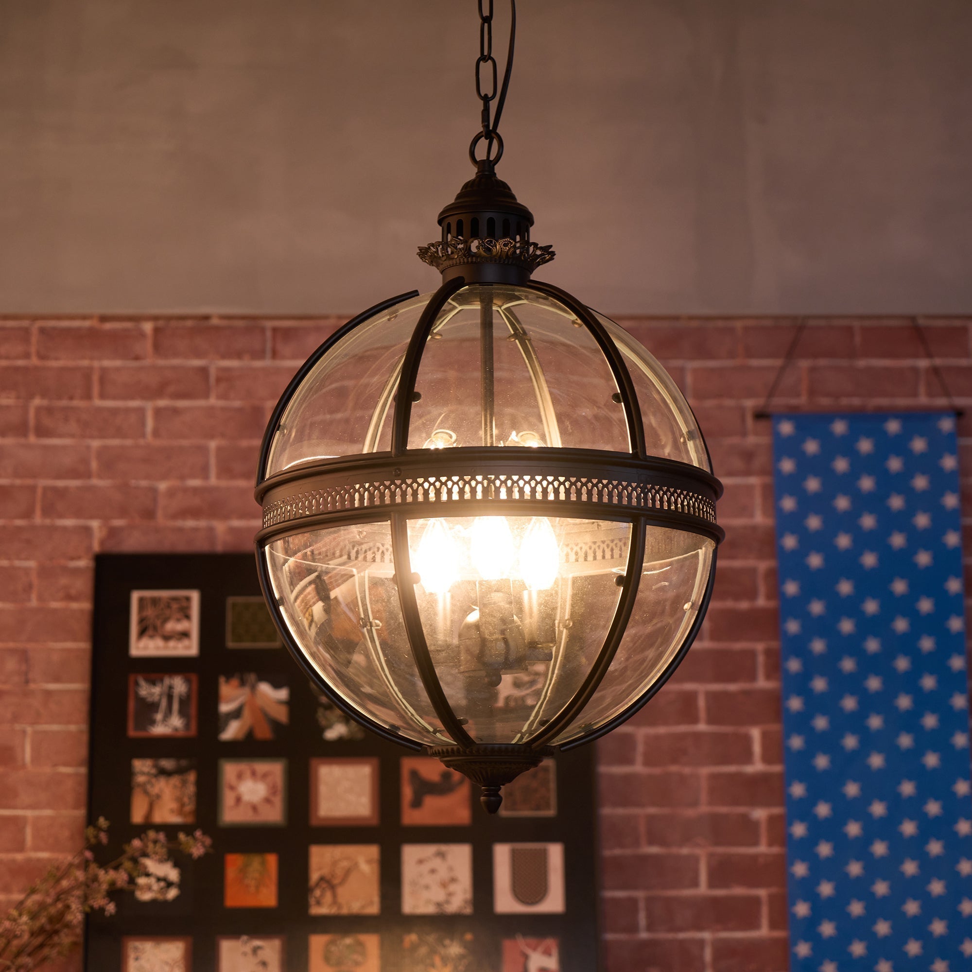 Svelte Vintage Industrial Metal Glass Pendant Light - Lamp Copper