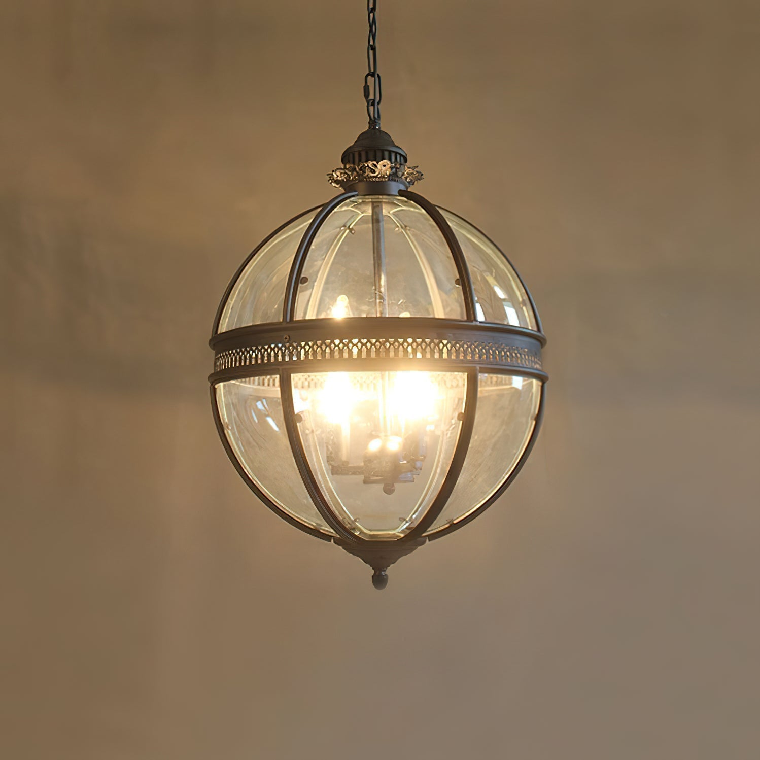 Svelte Vintage Industrial Metal Glass Pendant Light - Lamp Copper