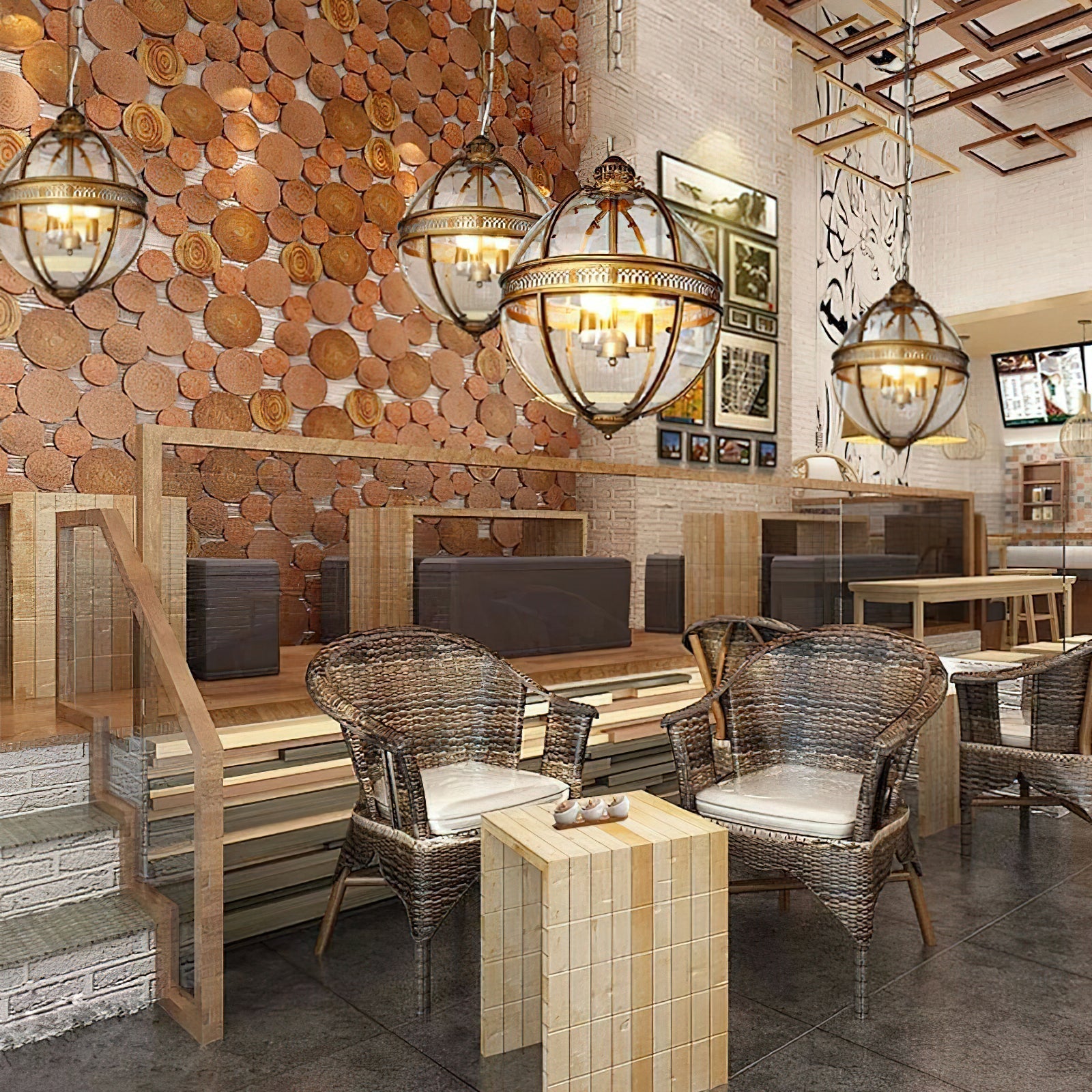 Svelte Vintage Industrial Metal Glass Pendant Light - Lamp Copper