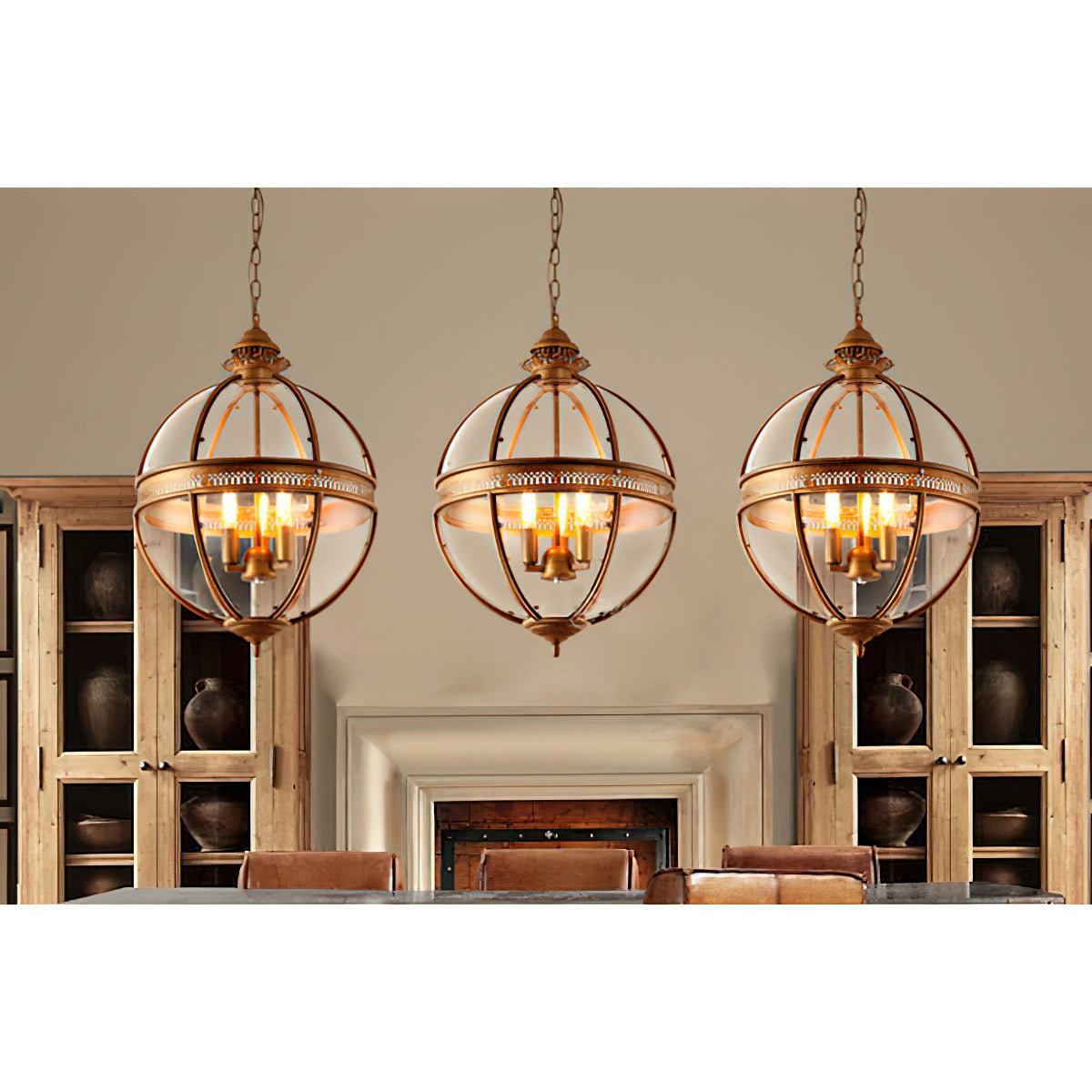 Svelte Vintage Industrial Metal Glass Pendant Light - Lamp Copper