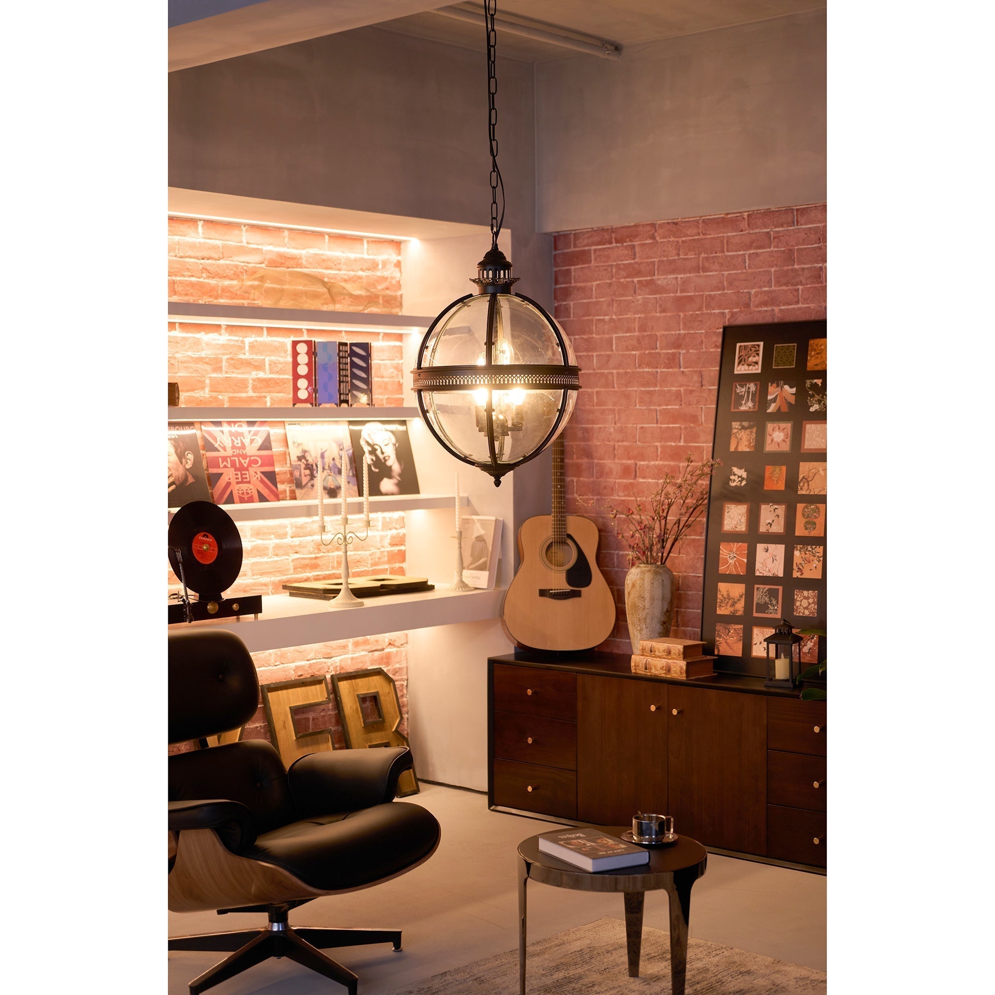 Svelte Vintage Industrial Metal Glass Pendant Light - Lamp Copper