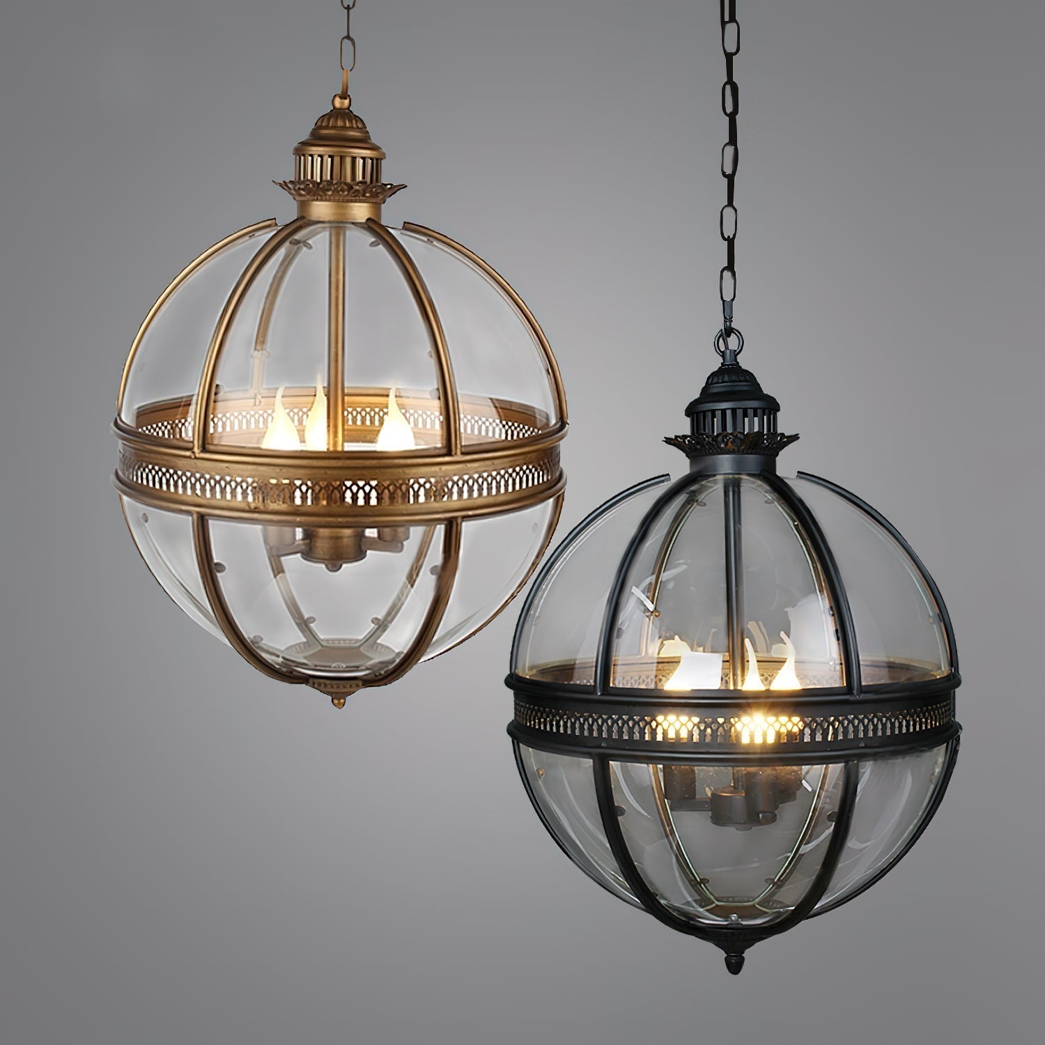 Svelte Vintage Industrial Metal Glass Pendant Light - Lamp Copper