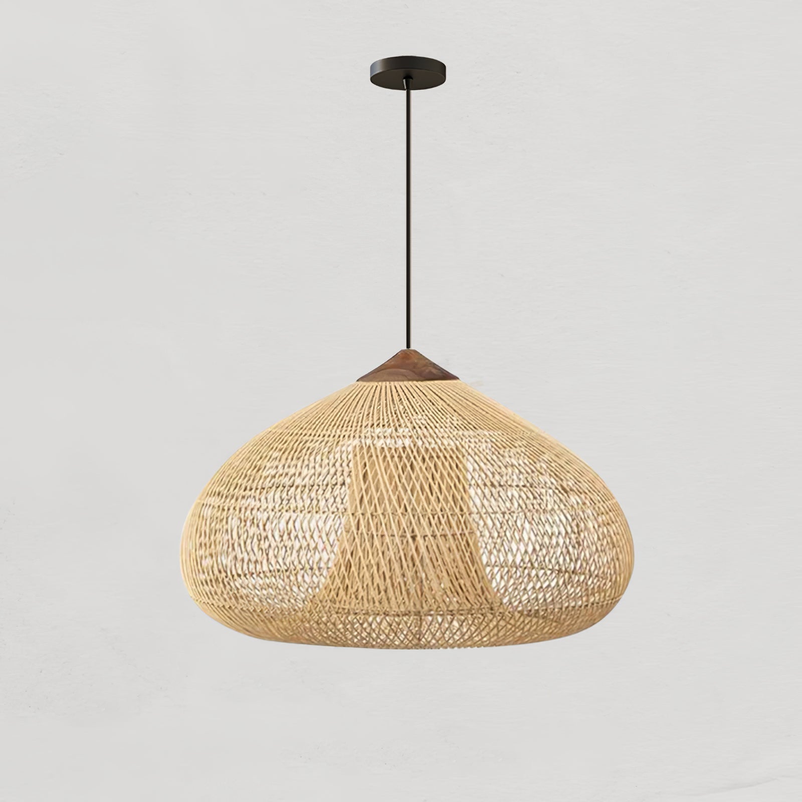 Ritta Lampada a Sospensione in Rattan Intrecciato per Soggiorno