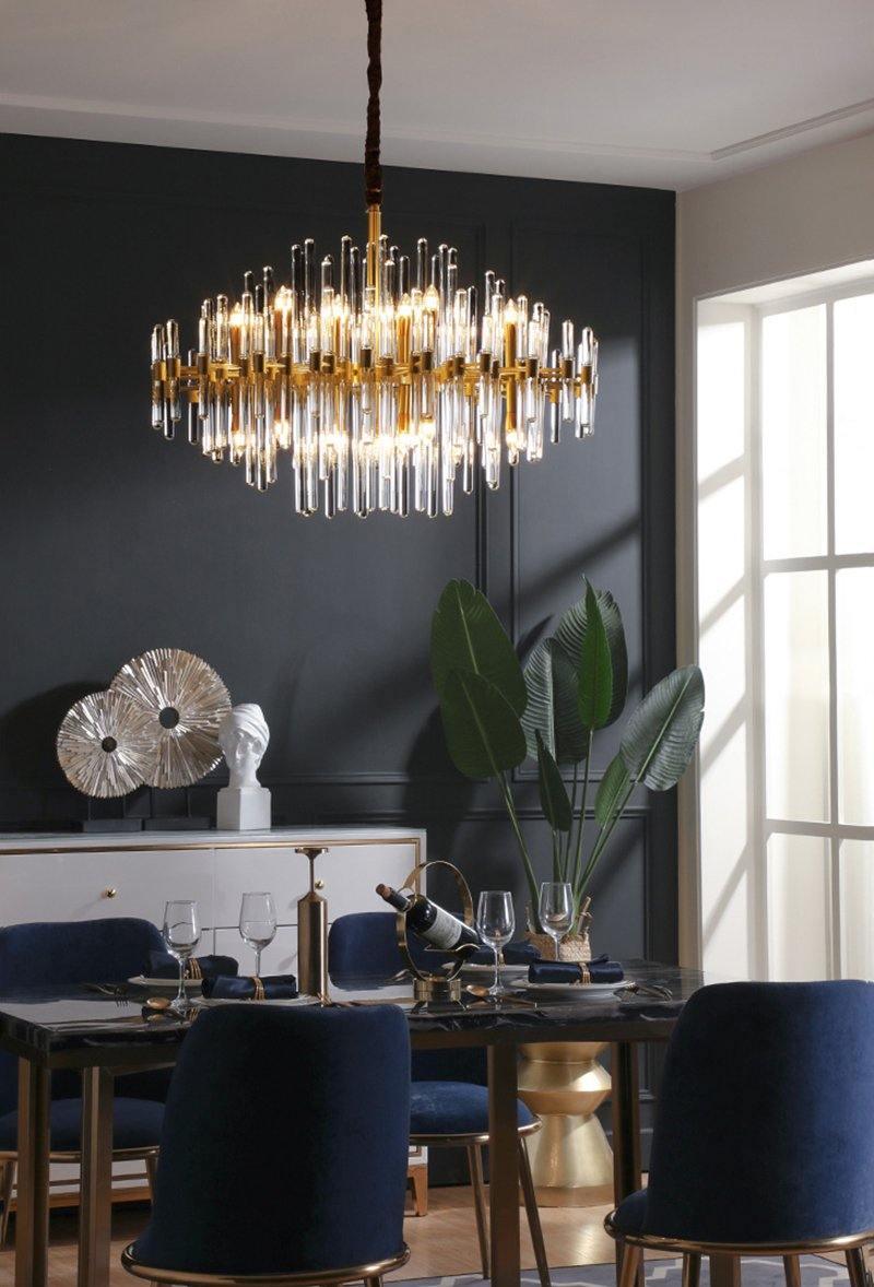 Solara Chandelier Antique Brass Starburst - Letslighting
