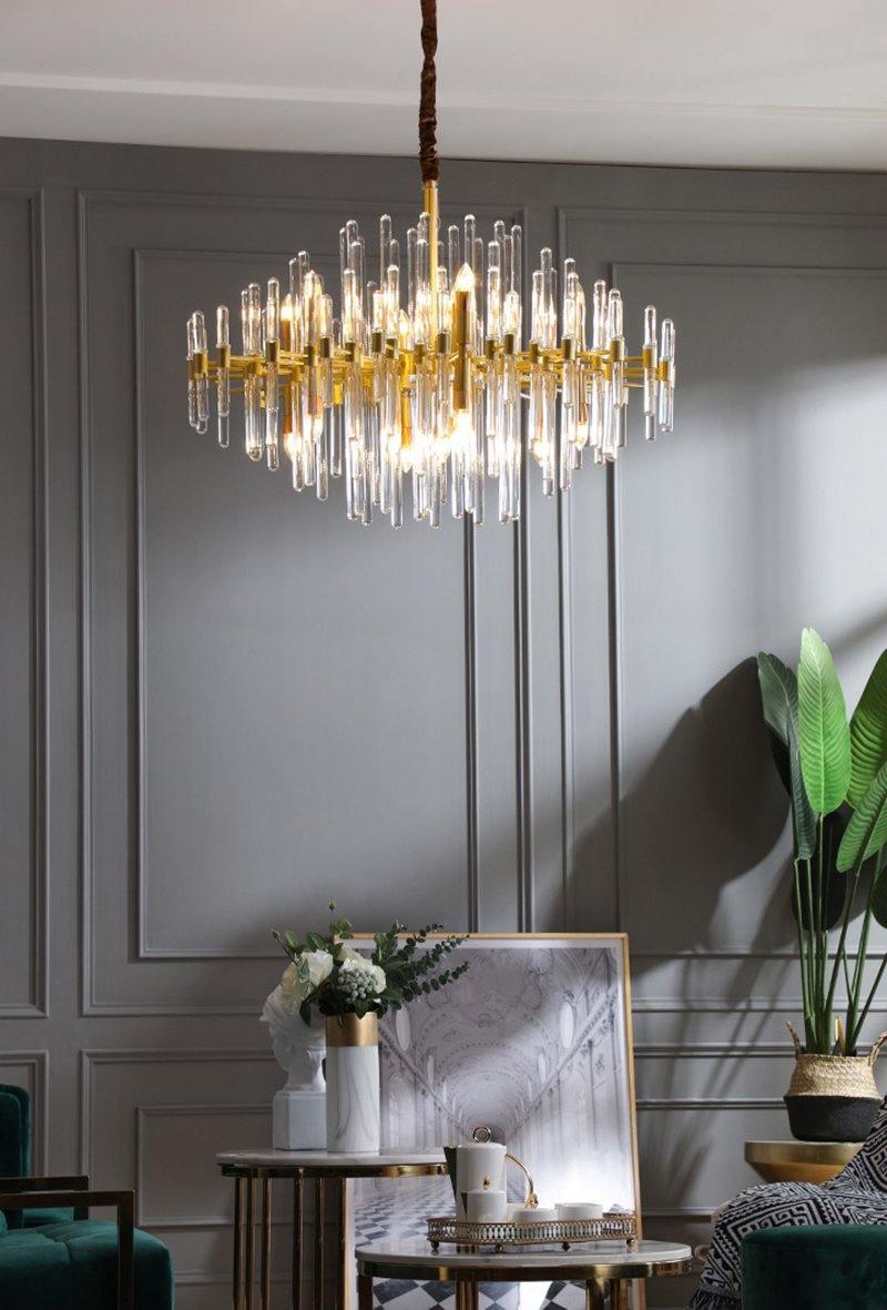 Solara Chandelier Antique Brass Starburst - Letslighting
