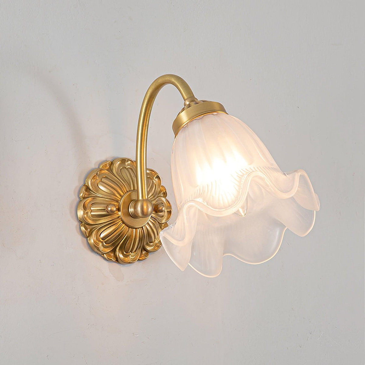 Brass Floral Glass Sconce - Blowlighting