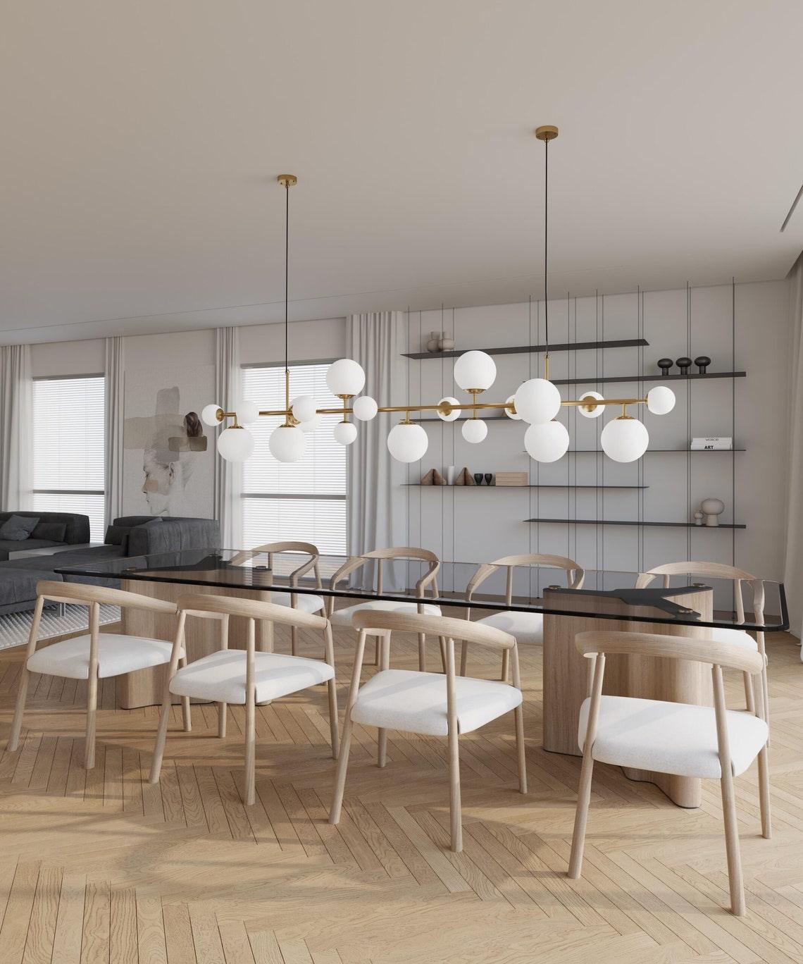 Brass Glass Globe Chandelier - Blowlighting