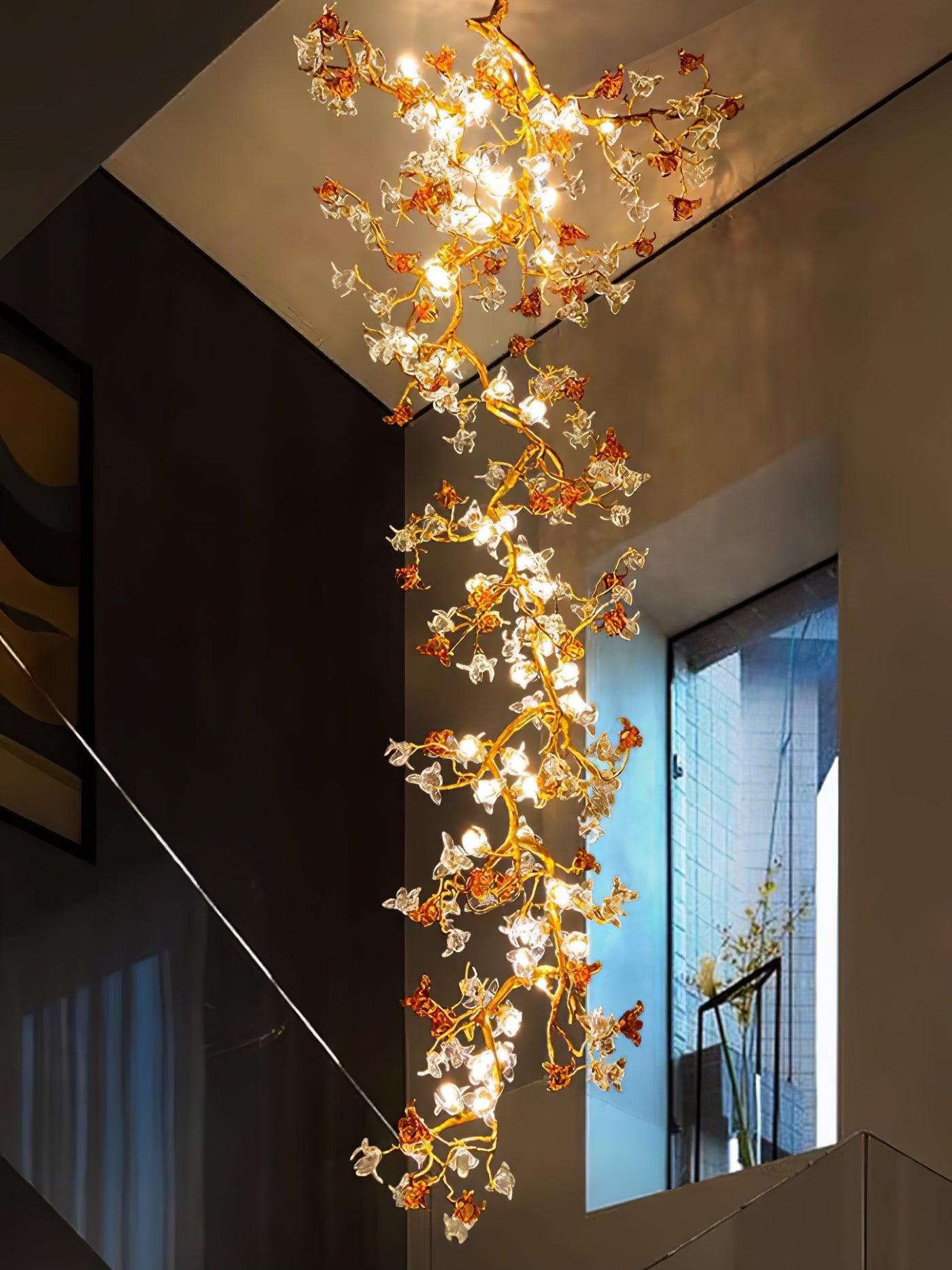 Aare Maple Branch Brass Crystal Chandelier - Blowlighting