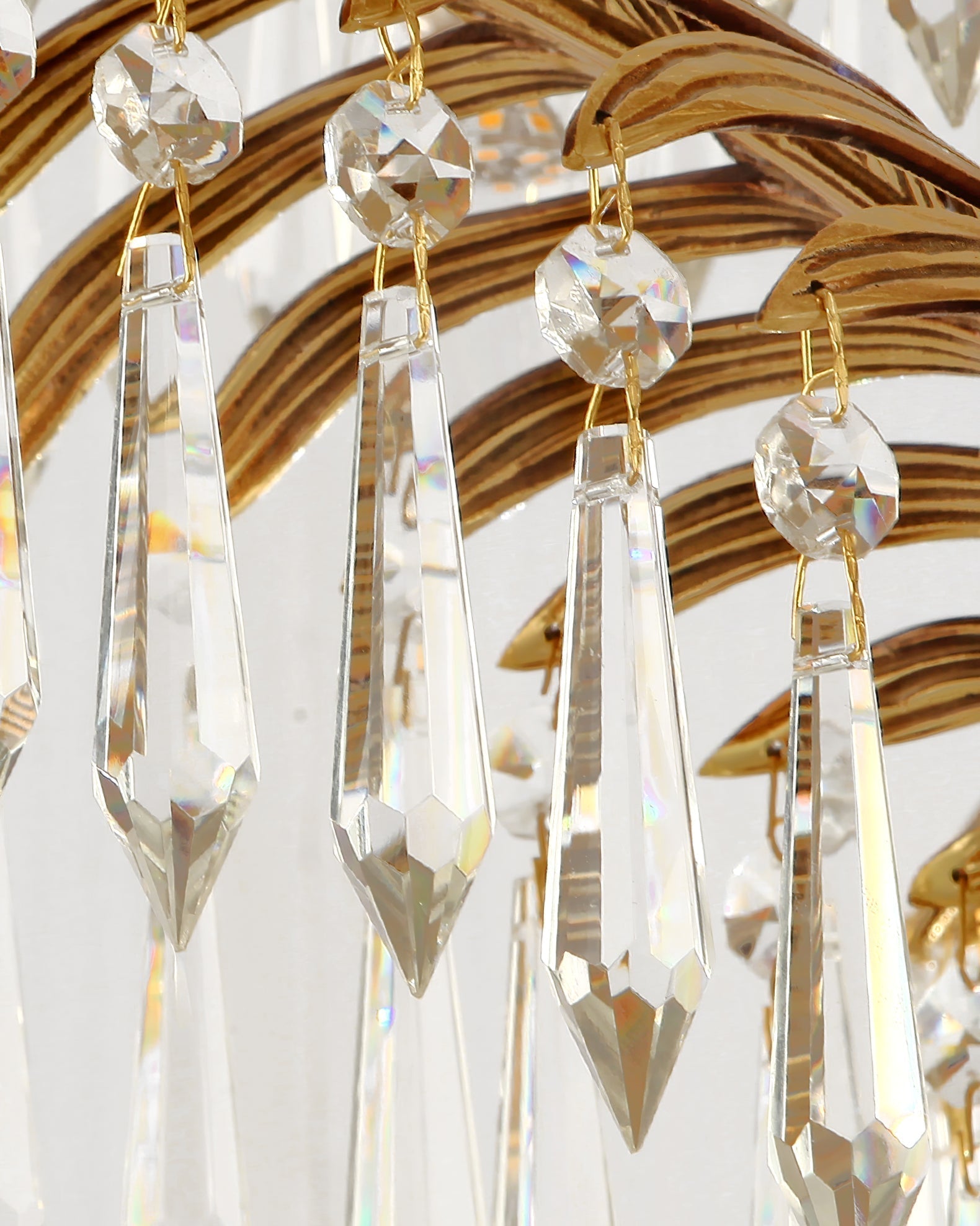 Zenith Luxury Palm Leaf Brass Crystal Chandelier - Lamp Copper