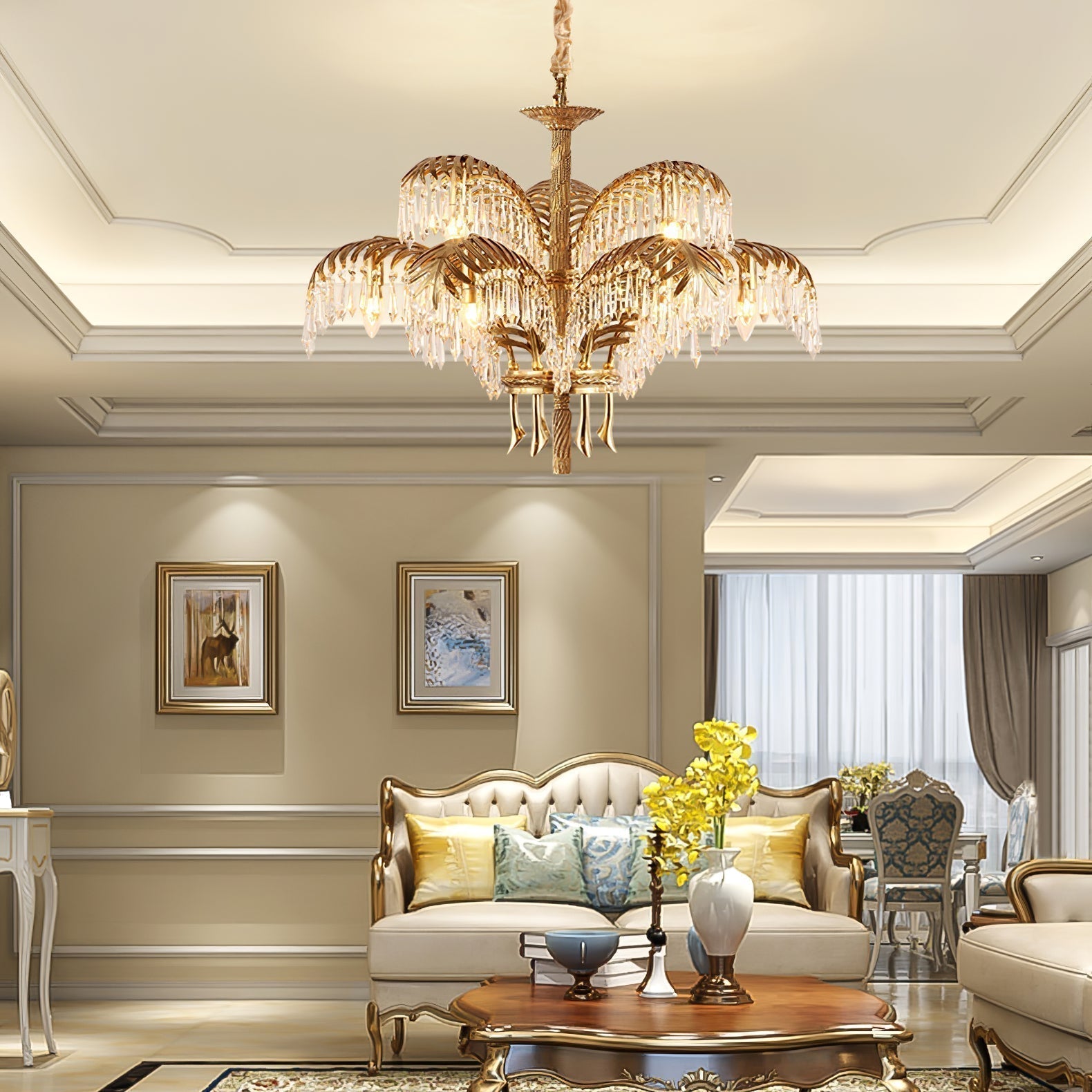 Odoraris Regal Brass Crystal Chandelier - Blowlighting