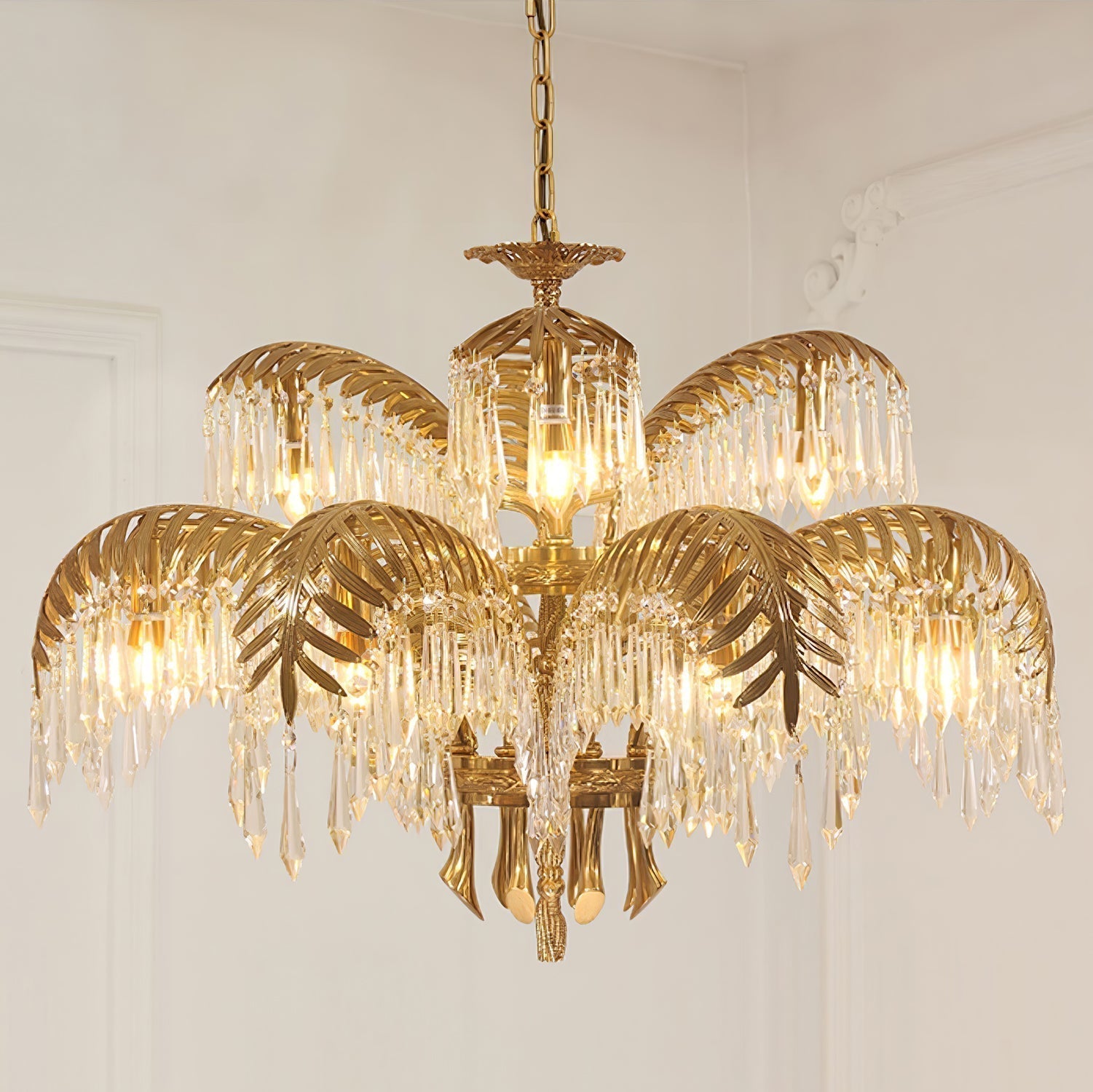Odoraris Regal Brass Crystal Chandelier - Blowlighting