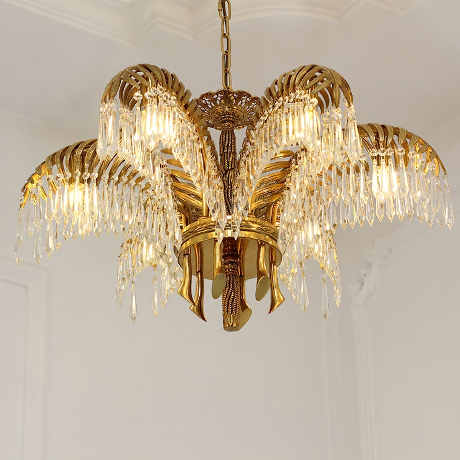 Odoraris Regal Brass Crystal Chandelier - Blowlighting