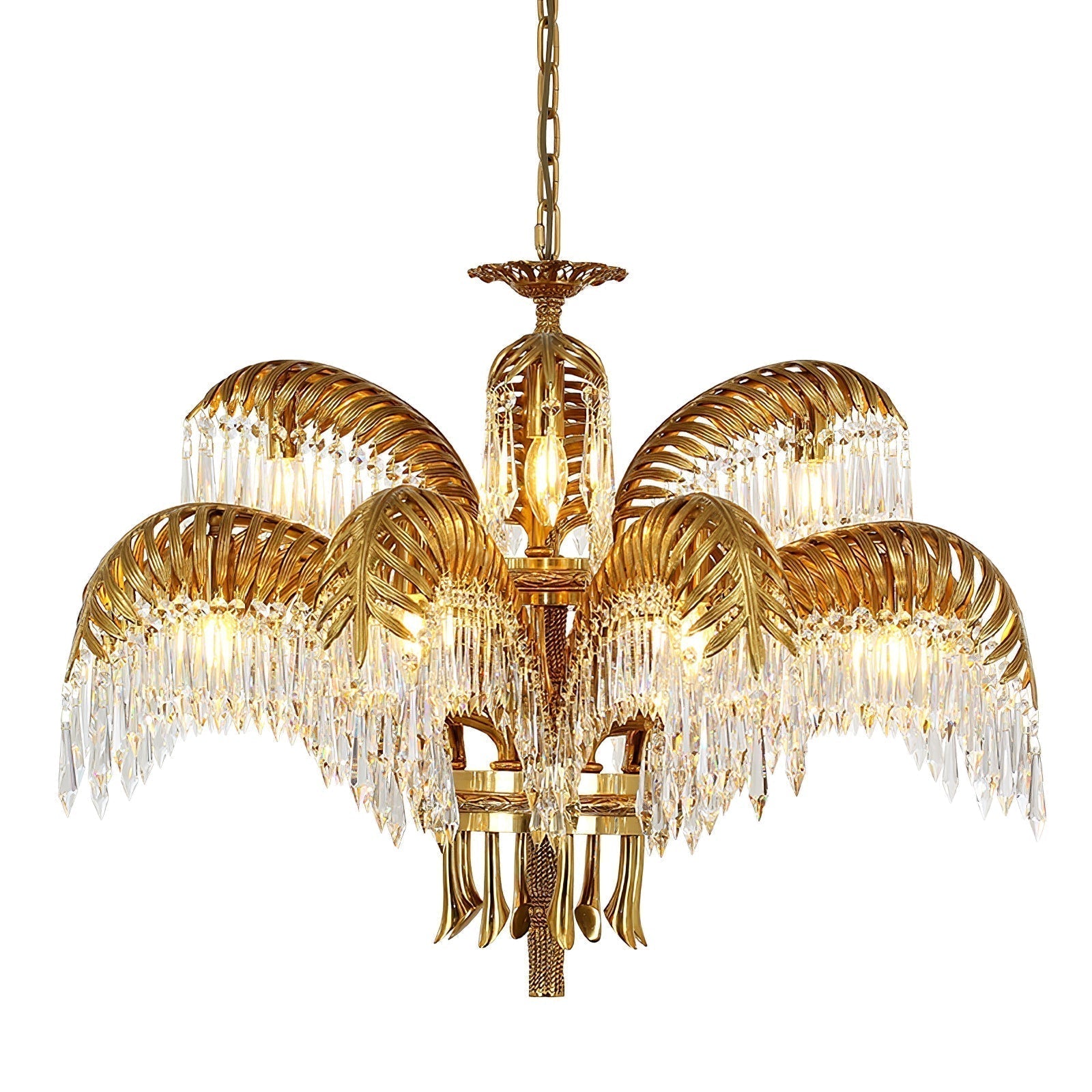 Odoraris Regal Brass Crystal Chandelier - Blowlighting