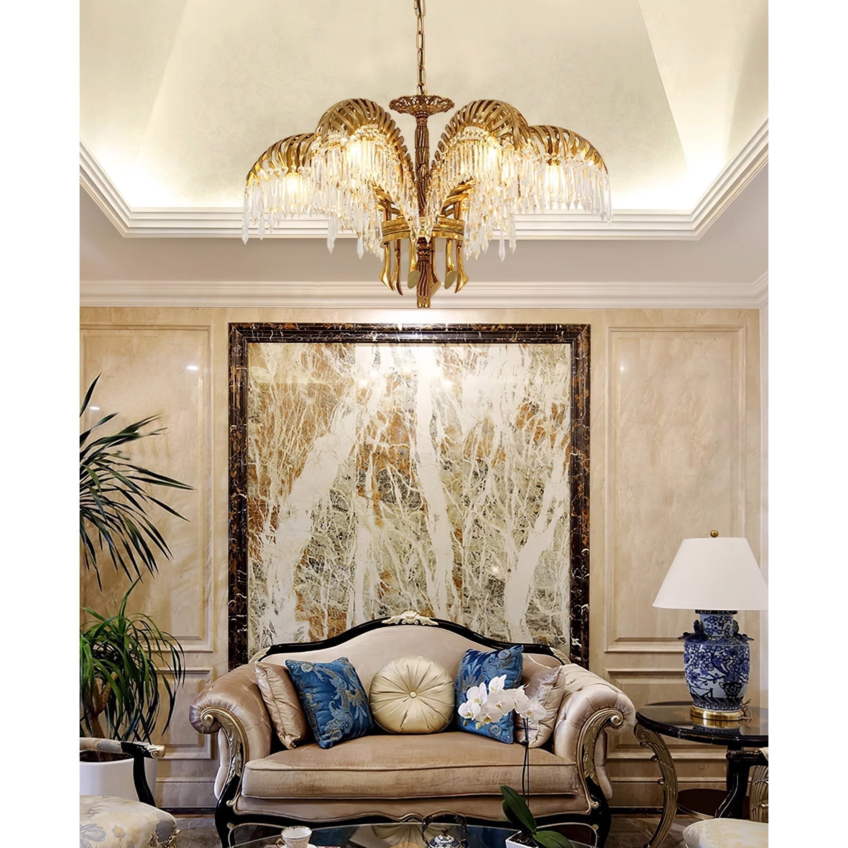 Odoraris Regal Brass Crystal Chandelier - Blowlighting