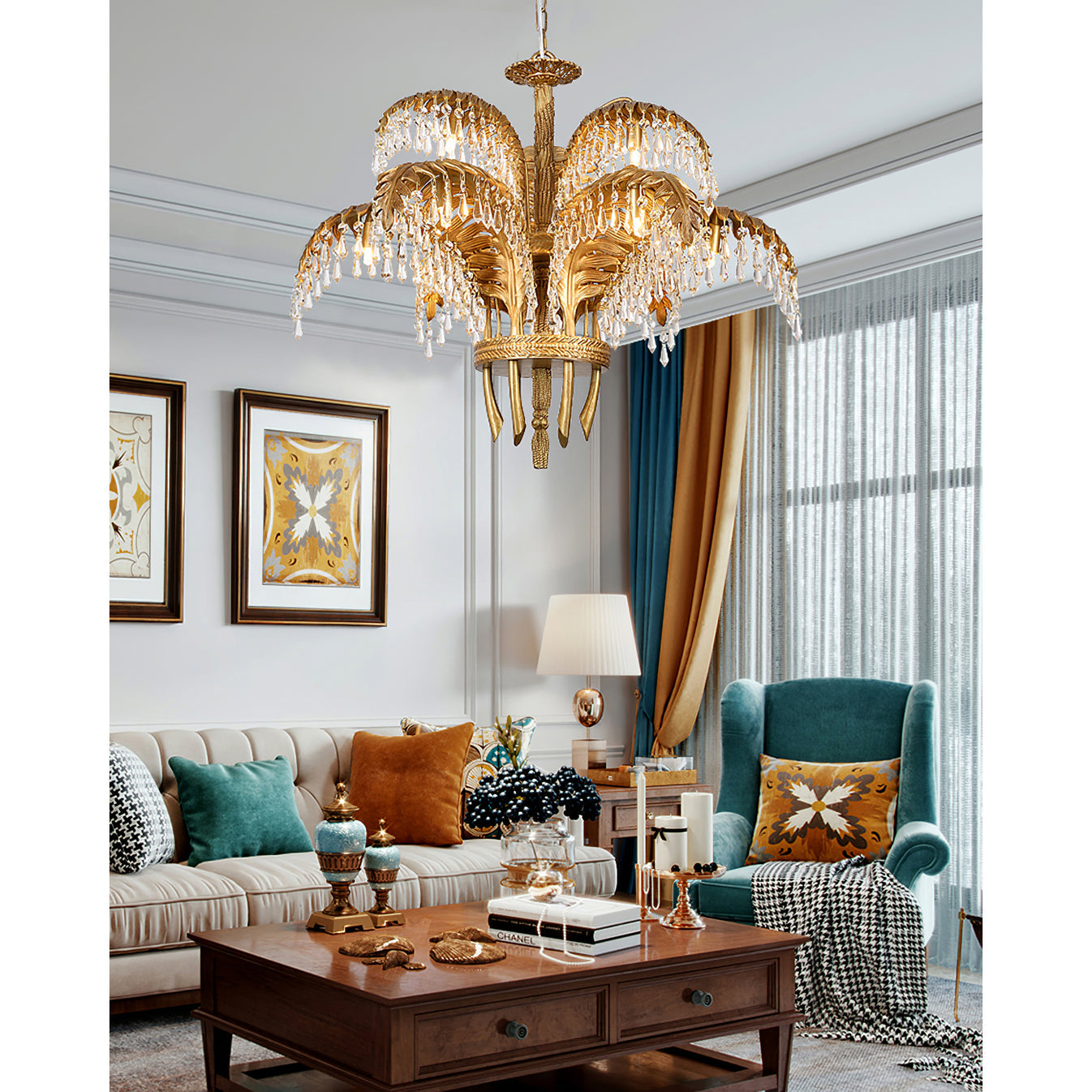 Odoraris Regal Brass Crystal Chandelier - Blowlighting