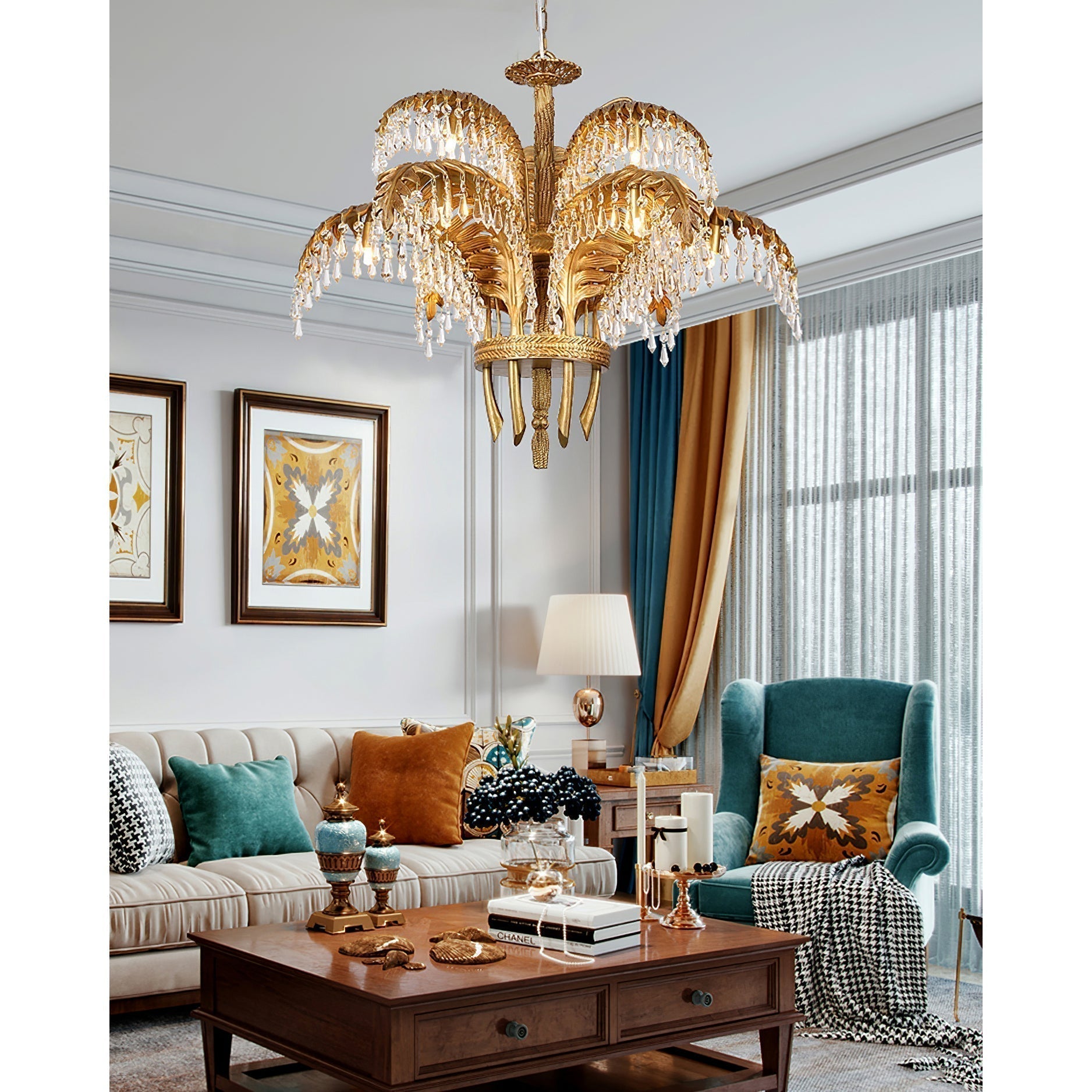 Odoraris Regal Brass Crystal Chandelier - Blowlighting