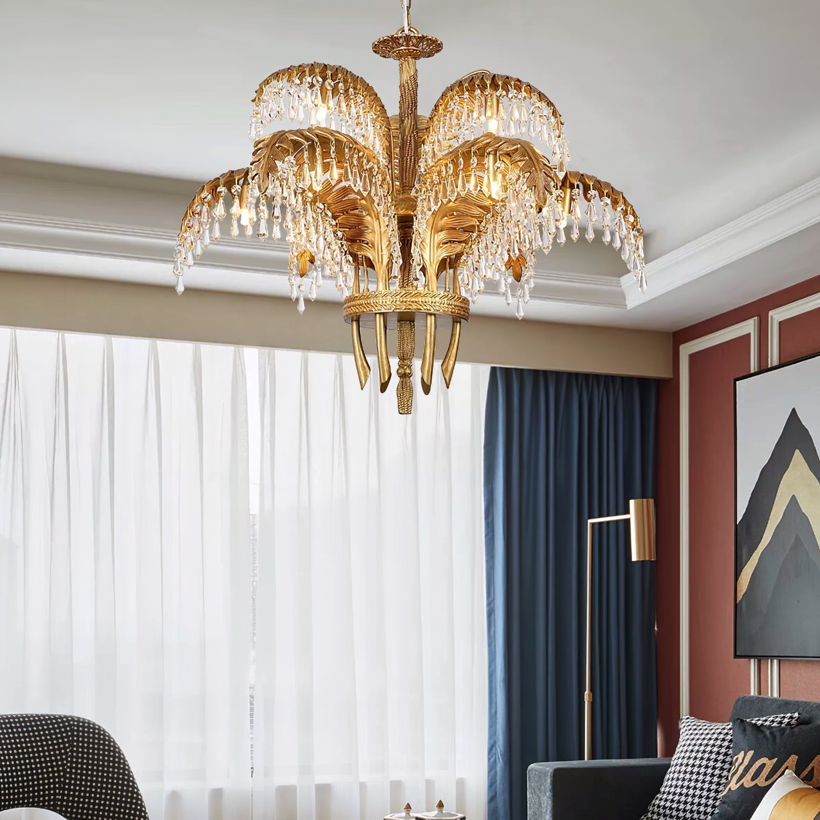 Odoraris Regal Brass Crystal Chandelier - Blowlighting