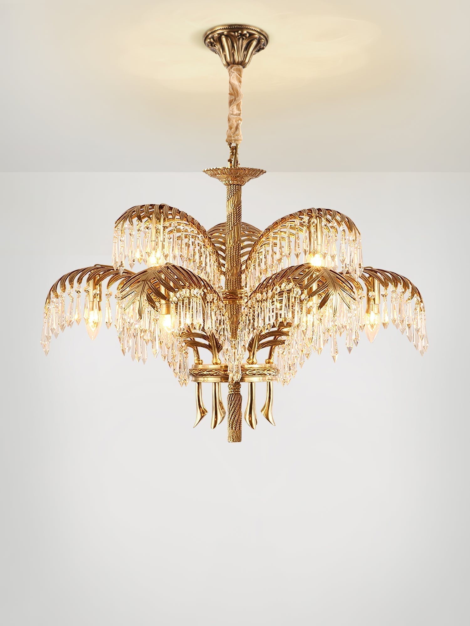 Odoraris Regal Brass Crystal Chandelier - Blowlighting