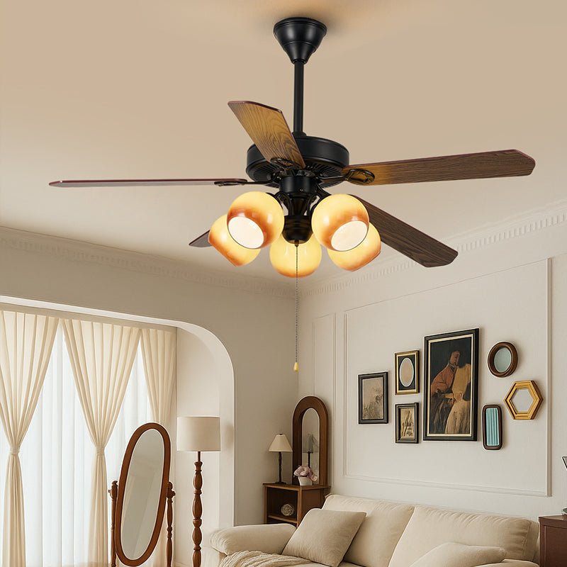 Dimensioni del ventilatore da soffitto Theodore Vintage con luce (Modello A)
