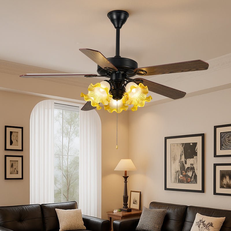 Dimensioni del ventilatore da soffitto Theodore Vintage con luce (Modello B)