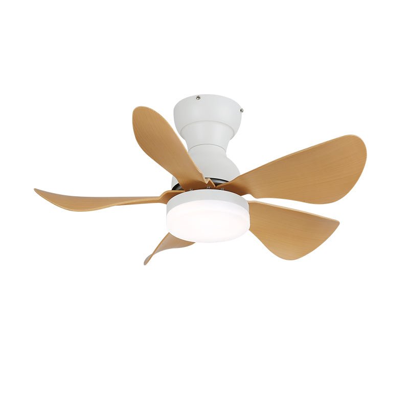 Ventilatore da soffitto Callen con luce effetto legno, vista dal basso