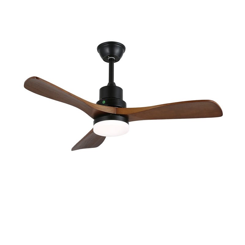 Ventilatore da soffitto Kaelen moderno in legno con luce in una zona pranzo