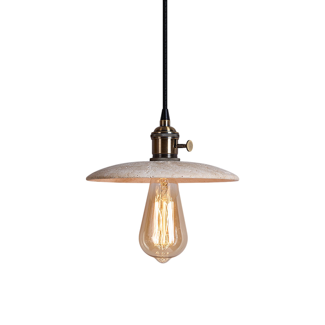 Metis Modern Minimalist Flat Beige Metal Travertine Pendant Lamp - Lamp Copper