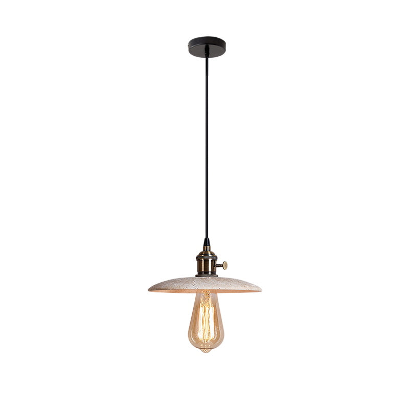 Metis Modern Minimalist Flat Beige Metal Travertine Pendant Lamp - Lamp Copper