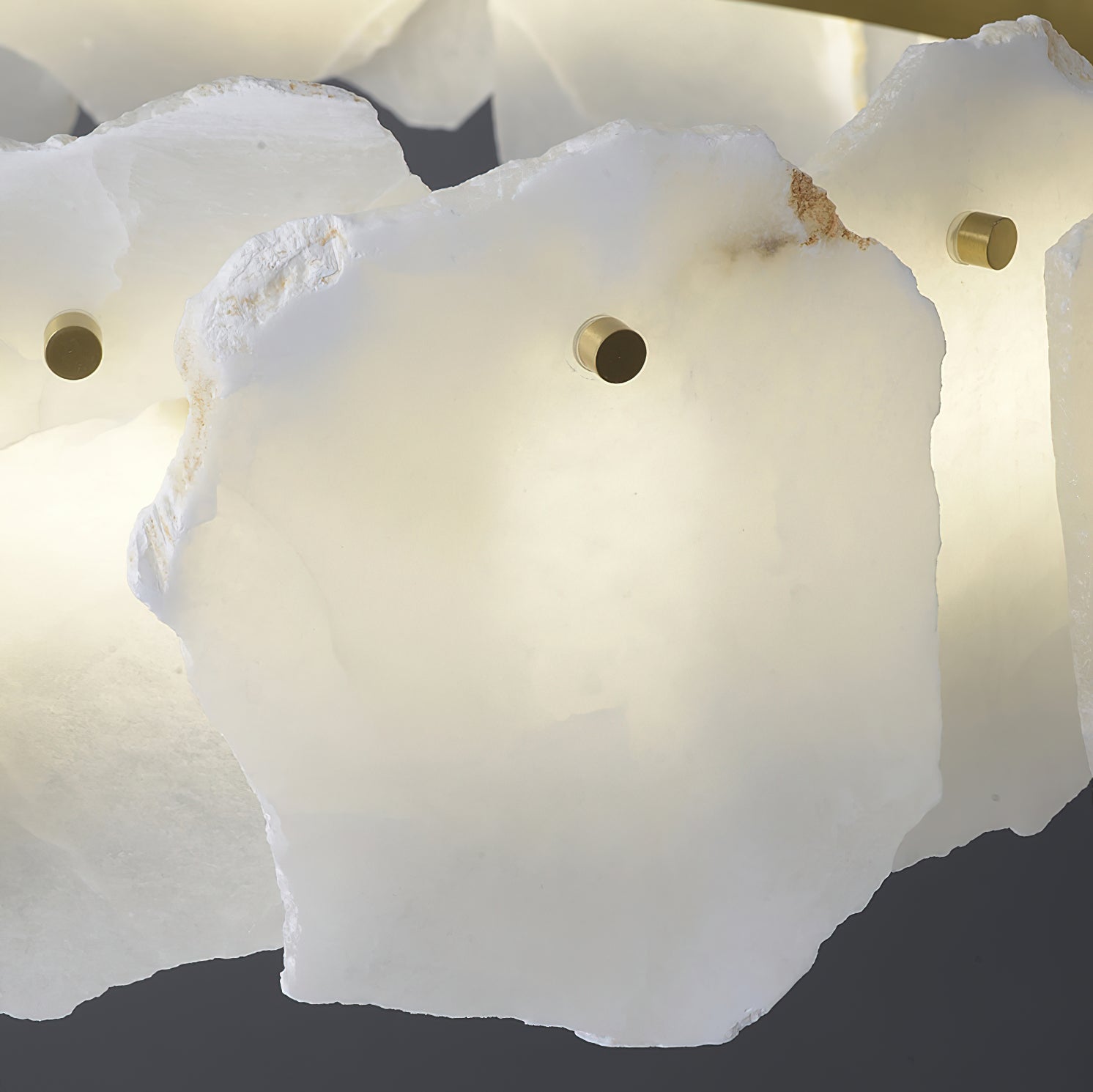 Cryon Postmodern Luxury Brass Alabaster Chandelier - Lamp Copper