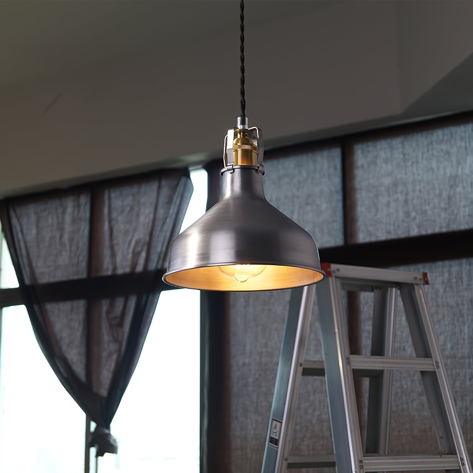 Radius Vintage Industrial Brass Metal Pendant Light - Lamp Copper