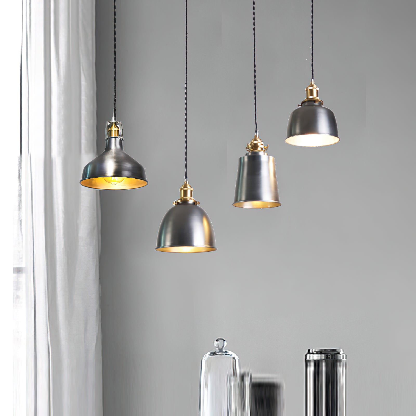 Radius Vintage Industrial Brass Metal Pendant Light - Lamp Copper