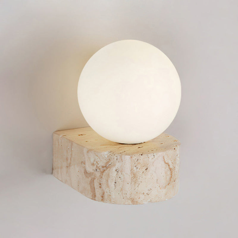 Symph Modern Minimalist Travertine Glass Wall Lamp - Lamp Copper