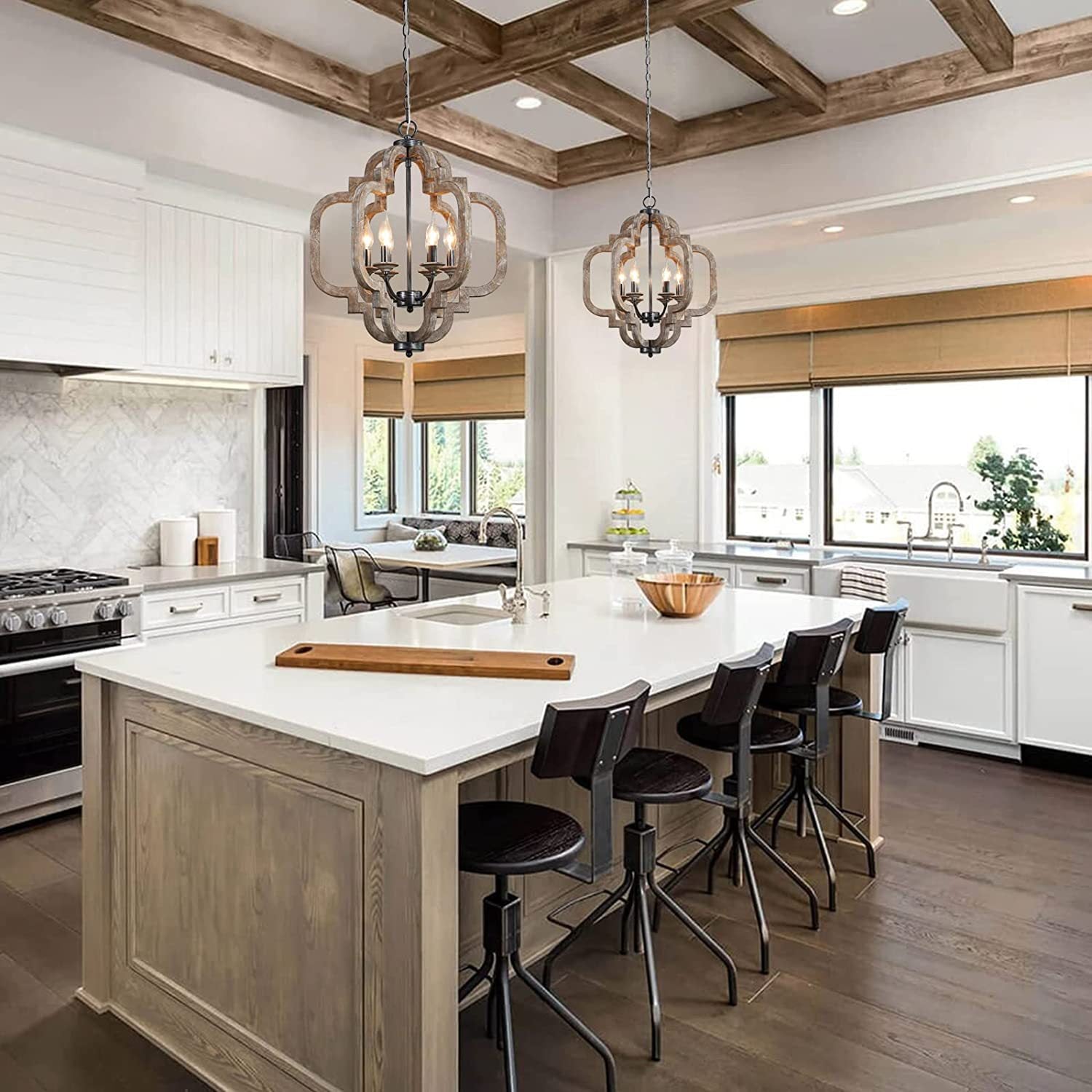 Polar Postmodern Luxury Wooden Metal Pendant Lamp - Lamp Copper