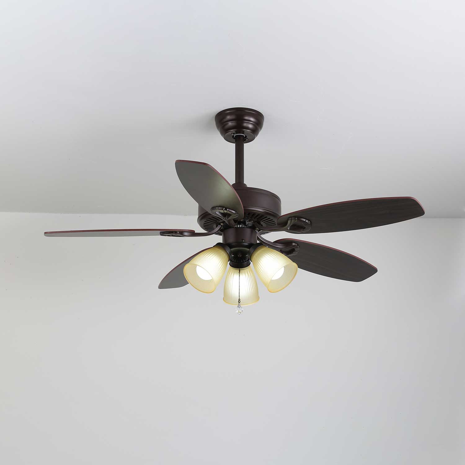 Ventilatore da soffitto Calviera vintage in legno e vetro in varie finiture
