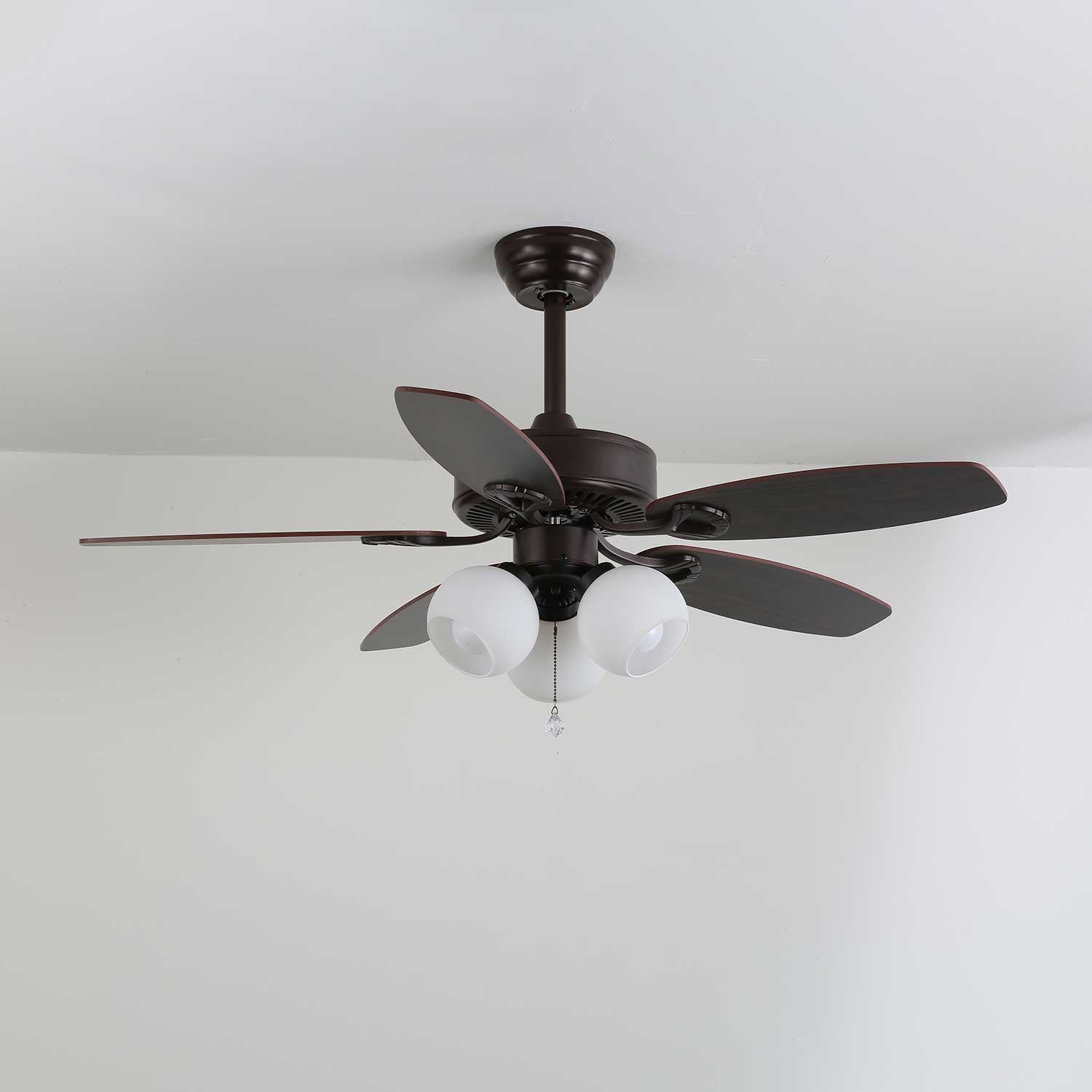 Calviera Ventilatore da Soffitto Vintage in Legno e Vetro con Luce