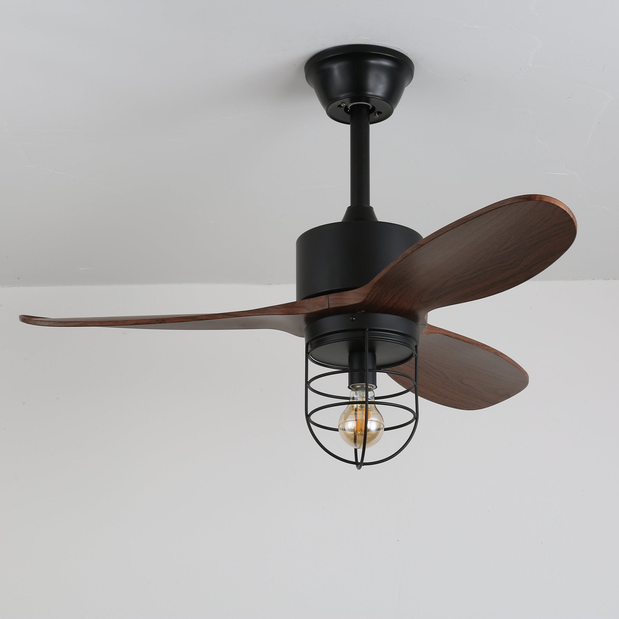 Ventilatore da soffitto industriale in legno Brisora con luce, con luce spenta
