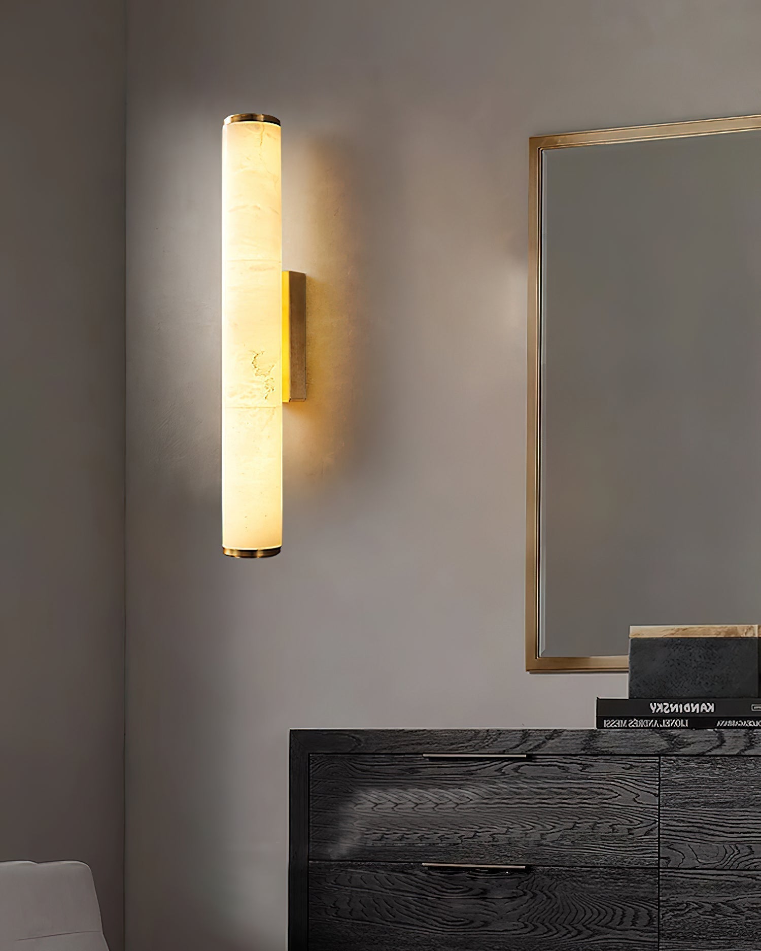 Arcus Modern Minimalist Elegance Brass Alabaster Sconce Wall Lamp - Lamp Copper
