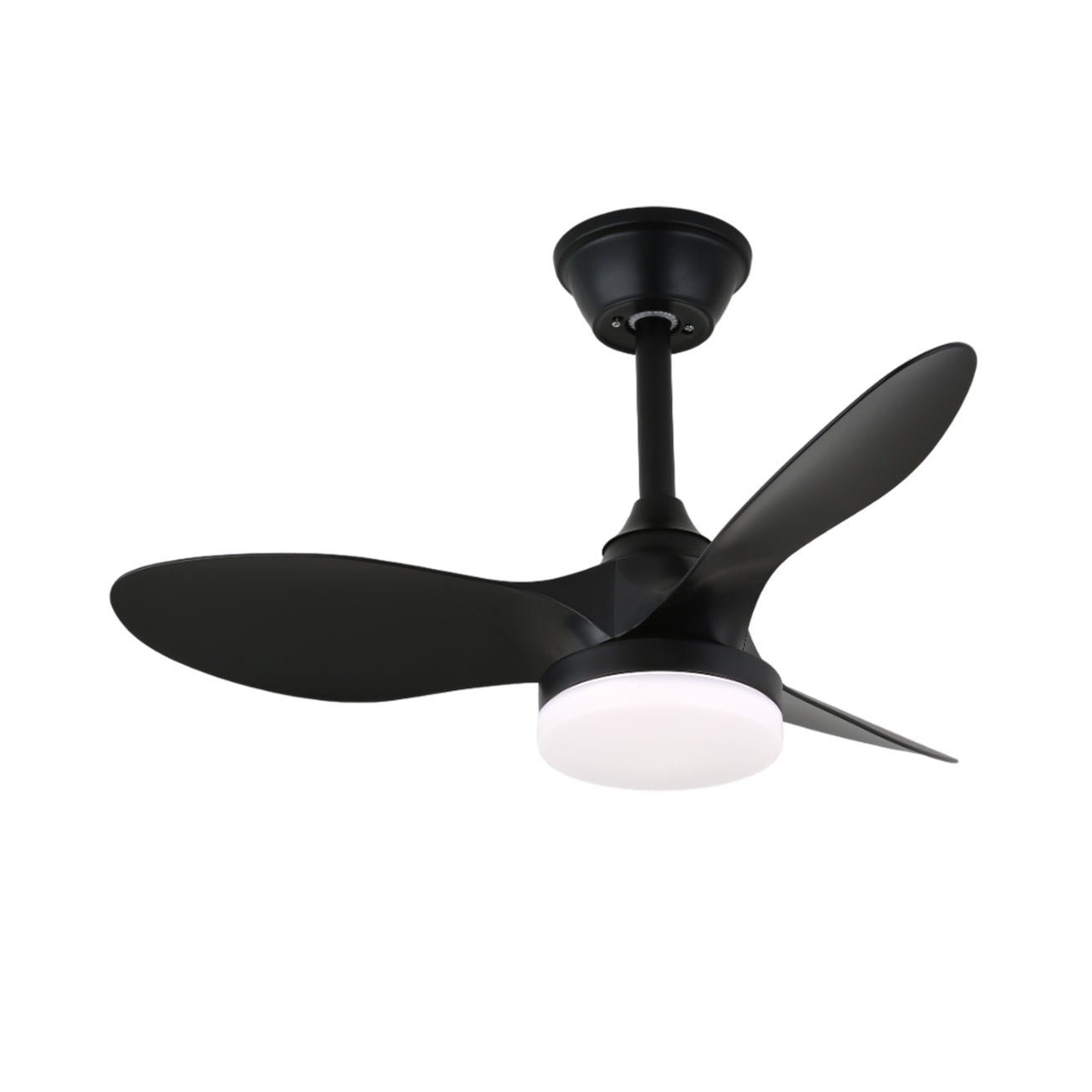 Ventilatore da soffitto moderno Aelric con luce in finitura nera