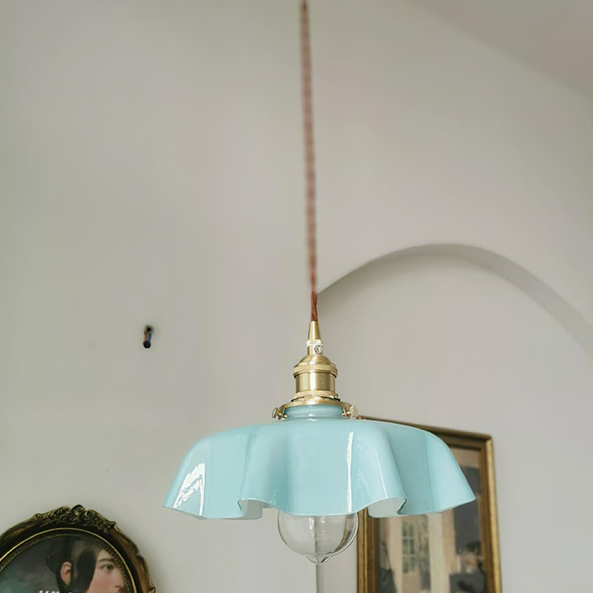 Aria Lampada a Sospensione Stile Rustico con Paralume Increspato