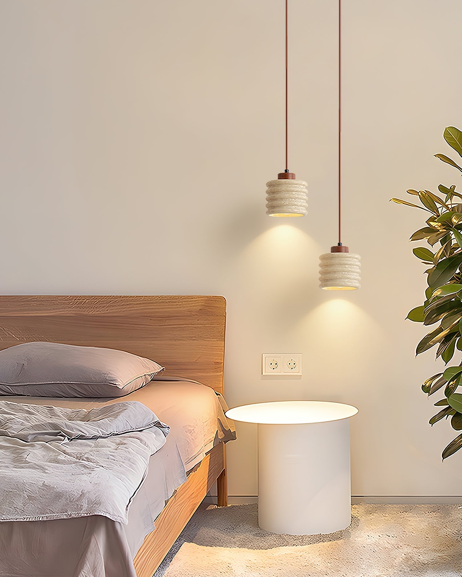 Ritta Pendant Light Travertine Ripple Shade Wabi-Sabi - Letslighting