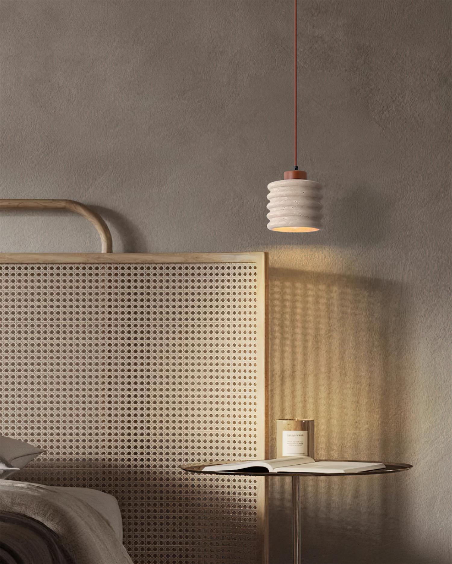 Ritta Pendant Light Travertine Ripple Shade Wabi-Sabi - Letslighting