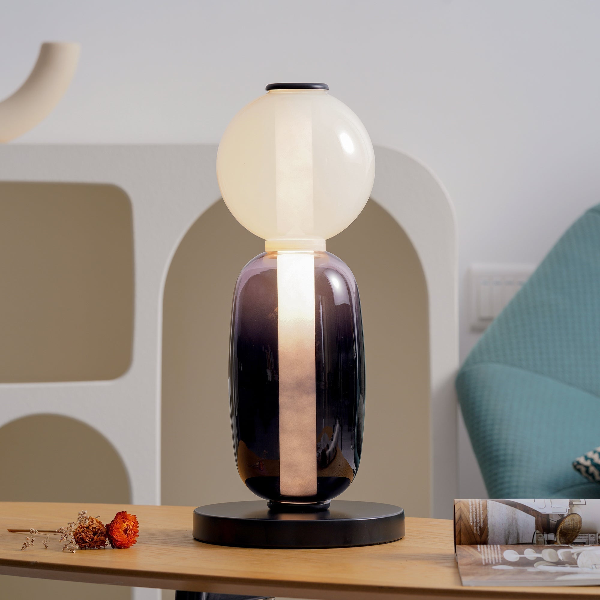 Stained Glass Table Lamp - Lamp Copper