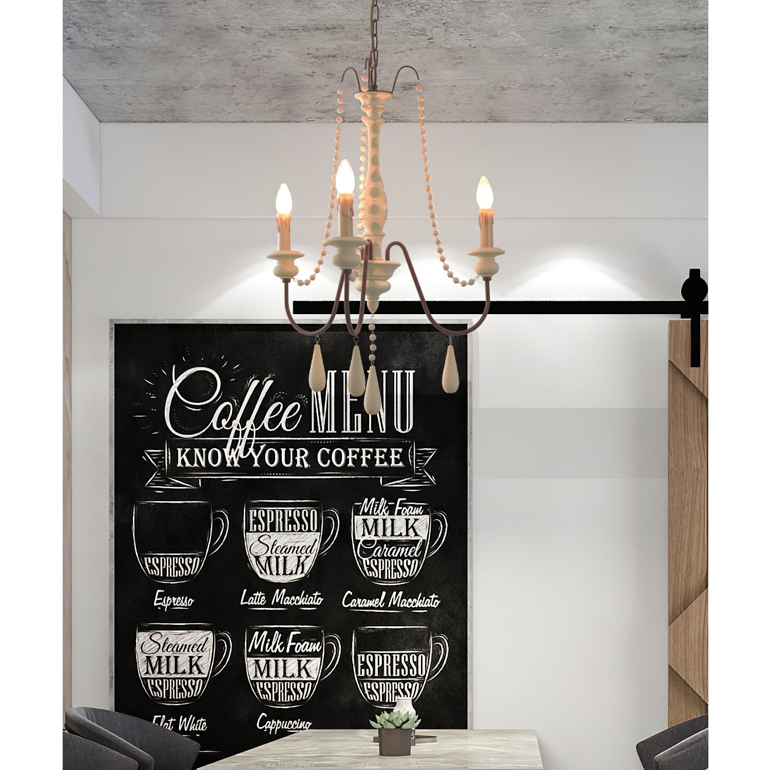Rive Style Postmodern Luxury Beaded Wooden Metal Chandelier - Lamp Copper