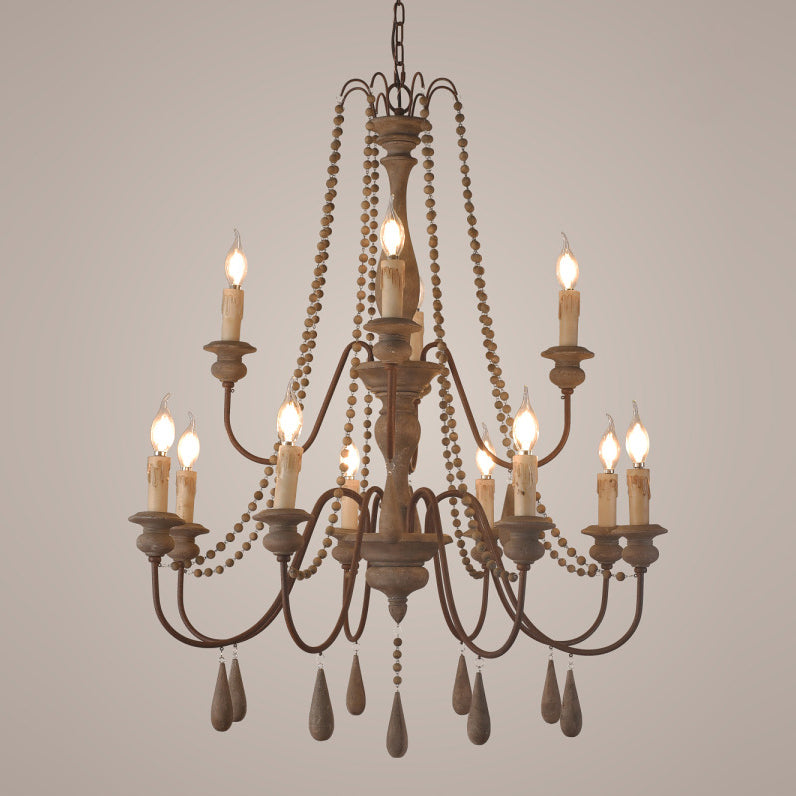 Rive Style Postmodern Luxury Beaded Wooden Metal Chandelier - Lamp Copper