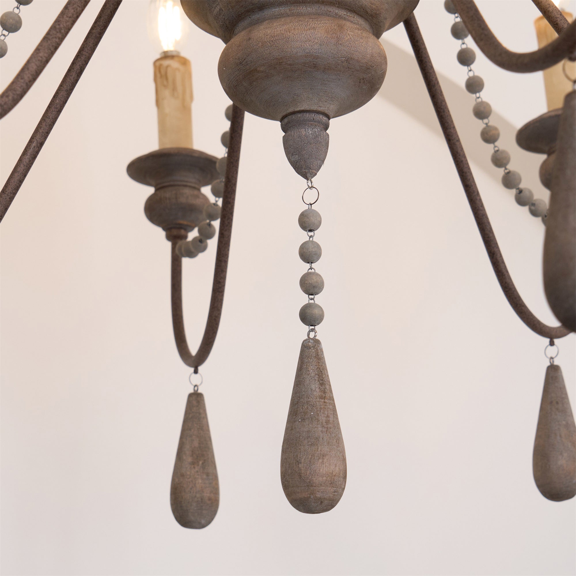 Rive Style Postmodern Luxury Beaded Wooden Metal Chandelier - Lamp Copper