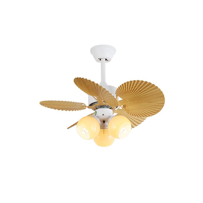 Ventilatore da soffitto Liora in vetro colorato, con luce accesa